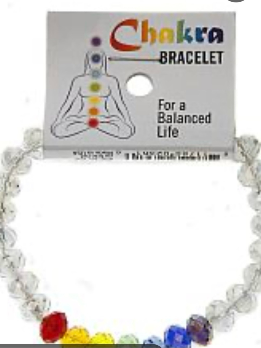 #2044*Chakra Beaded Bracelet - Clear Crystal with Rainbow Accent - Picture 3 of 17